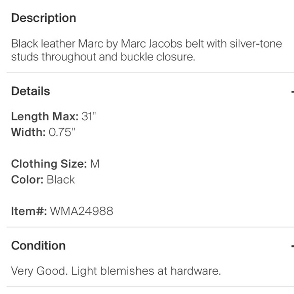 Last day! MARC BY MARC JACOBS leather studded belt - Picture 5 of 5